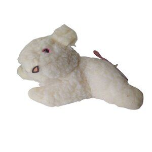 Vintage Beani Hop Per White Lamb Plush Stuffed Animal, Pink Eyes, w/Tag Toy